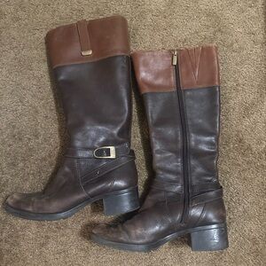 Brown Leather Knee-High Boots